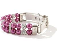 SBJKLYRN Collier pour Chien， Collier de Luxe for Chien, Fait à la Main, en Perles, réglable, Cuir PU, élégant, avec Strass Cristal(Purple,M)