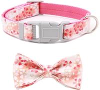 SBJKLYRN Collier pour Chien， Collier Floral for Chien avec nœud Papillon Amovible, Joli Collier personnalisé for Chiots de Petite et Moyenne Taille, Cadeaux for Animaux Compagnie(Pink Set,M)