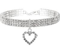 SBJKLYRN Collier pour Chien， Collier for Chien avec Strass et cœur en Cristal Diamant, réglable, Fantaisie, for Petits, Moyens Grands Chiens, Chats Animaux de Compagnie(White,M)
