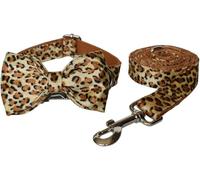 SBJKLYRN Collier pour Chien， Collier for Chien léopard avec nœud détachable, Collier Populaire for l'été Boucle en métal réglable personnalisée(L)