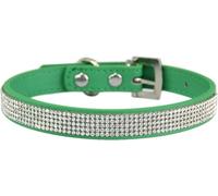 SBJKLYRN Collier pour Chien， Collier personnalisé for Chien avec Strass, Mignon et éblouissant, Boucle en métal réglable(Green,XS)