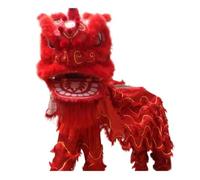 SBJKLYRN Costume de danse du lion, Tête d'art populaire chinois, Costume de danse du Lion, accessoires spectacle, nouvel an(Red)