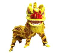 SBJKLYRN Costume de danse du lion, Tête de danse Lion en fourrure artificielle, Costume d'art populaire, accessoires for adultes(Yellow)