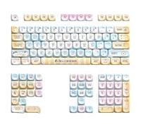 SBJKLYRN Ensemble de Capuchons de Touches personnalisés， Ensemble de Touches Animal Keycap 120 Touches Thermo-sublimées for claviers mécaniques et commutateurs(White and Blue Seaside)