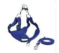 SBJKLYRN Harnais pour Chien, Harnais réfléchissant Bleu for Chien de Compagnie, Ensemble Harnais et Laisse for Petits Moyens Chiens, Chiots, Taille L(M)