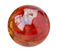 SBJKLYRN Ornement Boule de Cristal, Boule de Cristal d'agate Rouge avec Support en Bois, for méditation, Sorcellerie, diseuse Bonne Aventure, décoration Maison(40~50mm)