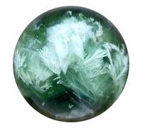 SBJKLYRN Ornement Boule de Cristal, Boule de Cristal Fluorite Plume Naturelle, for la méditation, Miroir Vision, Feng Shui, fabriquée à Main(2.36in(6cm))