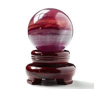 SBJKLYRN Ornement Boule de Cristal, Boule de Cristal Fluorite Violette avec Support, Sculpture, méditation, Sorcellerie, décoration Maison Feng Shui(Diameter 2.4")