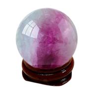 SBJKLYRN Ornement Boule de Cristal, Boule de Cristal Fluorite Violette avec Support, Sculpture, méditation, Sorcellerie, décoration Maison Feng Shui(Diameter 2.0")