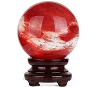 SBJKLYRN Ornement Boule de Cristal, Boule de Cristal Quartz Fusion Rouge avec Support, sphère Pierres précieuses Naturelles for la guérison des Cristaux méditation(350mm)