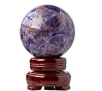 SBJKLYRN Ornement Boule de Cristal, Grand Motif de Fleur rêve Naturel, améthyste, sphère Pierre précieuse, Sculpture énergétique, méditation, décoration Maison(Dia.80mm)