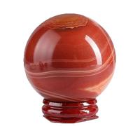 SBJKLYRN Ornement Boule de Cristal, Sculpture de Boule Cristal d'agate Soie Rouge Naturelle for la Sorcellerie méditation(Diameter 45mm)