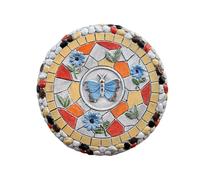 SBJKLYRN Pierre de Jardin， Dalle de Chemin Multicolore avec Motif de Libellule, de Papillon ou d'oiseau, Dalle Ronde for allées/terrasses(Butterfly)