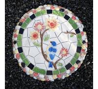 SBJKLYRN Pierre de Jardin, Dalles Rondes à Motifs dimensionnels (Φ 13"), Pierre décorative Multicolore for allées, pelouses et étangs(Bird,1PC)