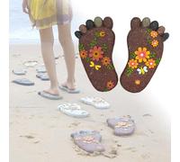 SBJKLYRN Pierre de Jardin， Pierre de Chemin à Empreintes de Pas dimensionnelles avec Motif Floral, Pierre de décoration extérieure vibrante for Cour/allée(Dark Brown,3PCS)