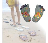 SBJKLYRN Pierre de Jardin， Pierre de Chemin à Empreintes de Pas dimensionnelles avec Motif Floral, Pierre de décoration extérieure vibrante for Cour/allée(Light Gray,3PCS)