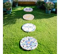 SBJKLYRN Pierre de Jardin, Pierre décorative exquise for Chemin avec Motif Soleil, Papillon, Fleur, Libellule, décoration d'aménagement paysager for Jardin/allée(1 Pack)