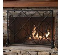 SBJKLYRN Sécateur de Jardinage, Pare-feu Simple de Salon avec Base Robuste, Housse décorative for cheminée dorée et Noire(Black)