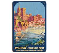 SBKGBIEHG Avignon France - Le Palais des Papes - Plaque en métal vintage décorative pour maison, cuisine, bar, café, club, grotte - 20 x 30 cm