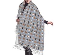 SBKGBIEHG Écharpe Cavalier King Charles Spaniel Chien Mixte Chien Manteaux Chien Femmes Frange Écharpe Long Châle Chaud Cachemire Pompons Foulards 196 x 68 cm, Comme indiqué sur la photo, taille