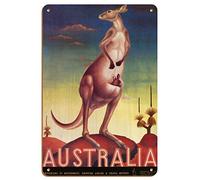 SBKGBIEHG Plaque en métal Australie - Kangourou australien avec bébé Joey voyage drôle décoration vintage maison cuisine bar café club grotte décoration murale rétro plaque en étain 30 x 43 cm