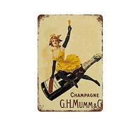 SBKGBIEHG Plaque en métal Champagne G_h. Mumm & Co - Décoration murale rétro pour maison, cuisine, bar, café, club, grotte - 30 x 43 cm