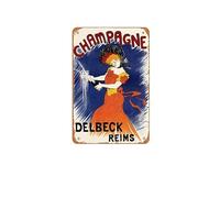 SBKGBIEHG Plaque en métal humoristique Champagne Delbeck Reims Food & Drink Décoration murale rétro 30 x 43 cm