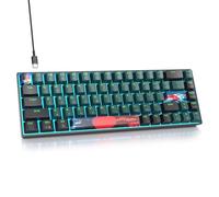 SbocKeeb Clavier de Jeu 60 pour Cent - Mini Clavier Mécanique 65 pour Cent Rétroéclairé par LED, 68 Touches Gamer Filaire QWERTY Américain avec Switchs Rouges pour PC/Ordinateur Portable