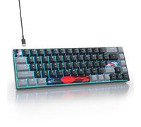 SbocKeeb Clavier de Jeu 60 pour Cent - Mini Clavier Mécanique 65 pour Cent Rétroéclairé par LED, 68 Touches Gamer Filaire QWERTY Américain avec Switchs Rouges pour PC/Ordinateur Portable (Ice Dark)