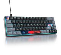 SbocKeeb Clavier Gamer Mécanique, Compact 65% Clavier Filaire 68 Touches Rétroéclairé à 60% avec Commutateur Rouge Linéaire, TKL QWERTY Américain pour PC/Windows/Mac