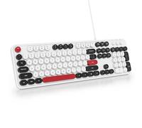 SbocKeeb Clavier Membrane，Clavier Touche Ronde，104 Touches，Clavier Rétro Filaire Clavier Pleine Taille USB pour PC/Win/Mac/Ordinateur(Américain QWERTY)