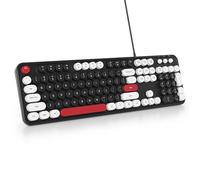 SbocKeeb Clavier Membrane,Clavier Touche Ronde,104 Touches,Clavier Rétro Filaire Clavier Pleine Taille USB pour PC/Win/Mac/Ordinateur(Américain QWERTY)