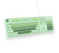 SbocKeeb Clavier Membrane，Clavier Touche Ronde，104 Touches，Clavier Rétro Filaire Clavier Pleine Taille USB pour PC/Win/Mac/Ordinateur(Américain QWERTY)