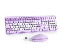 SbocKeeb Clavier Souris sans Fil, Clavier Touche Ronde Retro Machine à écrire, Cute Clavier Ordinateur 2.4G, Américain QWERTY, Claviers Ergonomique sans Fil à 104 Touches (Bunny Purple)