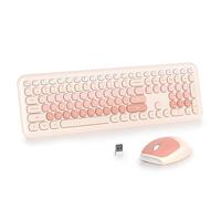 SbocKeeb Ensemble clavier et souris sans fil pour machine à écrire rétro 104 touches pleine grandeur avec touches rondes silencieuses, idéal pour les ordinateurs portables et les ordinateurs de bureau