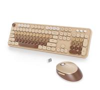 SbocKeeb Ensemble clavier et souris sans fil rétro pour machine à écrire 2,4 GHz, 104 touches avec pavé numérique, clavier coloré avec touches rondes pour ordinateur portable Windows, PC, ordinateur