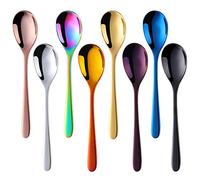 SBOMHS Cuillères à dessert en acier inoxydable 18/8-8 cuillères à café multicolores 15 cm Cuillères à expresso - Cuillères à glace pour café, thé, tasse, lait, céramique - 8 couleurs