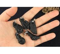 SBOTTON Naturel Minéral Météorite Tektite Moldavite Pendentif Irrégulier Quartz Noir Pierre DIY Collier Charme Hip-Hop Homme Collier Bijoux,SBO99TON-9990