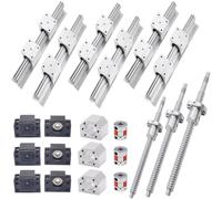 SBR16 Lot de 6 rails de guidage linéaire SBR16-300/700/1100 mm + jeu de vis à billes SFU1605-350/750/1150 mm + BK/BF12 + boîtier d'écrou pièces CNC