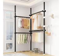 SBRSRPOE Barre Telescopique Vetements, DIY Portant Telescopique Portable et Très résistant, Porte-Manteau Télescopique Organisateur de Penderie, Mobile Tringle et Barres en Acier Inoxydable