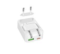SBS Chargeur Flexi 65W, Technologie GaN, Power Delivery (PD) 65W, Charge Rapide, Design Fin et Pliable, Portes USB-C USB-A, Alimentation pour iPhone, Samsung, Tablet et Laptop, Blanc