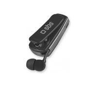 SBS Casque Bluetooth avec Clip et Fil Enroulable, Technologie multipoint pour connecter 2 appareils simultanément, Temps d'appel jusqu'à 7 Heures, Noir