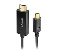Câble Adaptateur vidéo avec connecteurs plaqués Or USB-C vers HDMI, câble 4K/5K pour Smartphones, PC, iMacs, MacBooks, iPads, projecteurs, téléviseurs, Longueur 1,8 m.