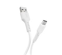 SBS Câble USB-C/USB-A 1 m - Prise en charge jusqu'à 18 W - Câble anti-nœuds - Charge et transfert de données - Blanc