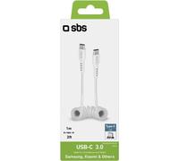 SBS Câble USB-C - USB-C 17cm à 1m TECABLETYPCCS1W en forme de spirale, blanc
