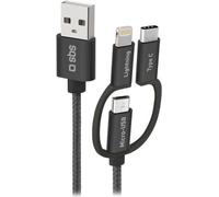 SBS Câble USB vers Micro-USB Lightning/USB-C 1.2m blanc