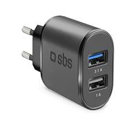 Cargador Pared Sbs 2x Usb 100/250v 1000 Mah Carga Rapida Negro