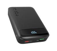 SBS Compact PowerBank, 10000mAh, 20W Power Delivery (PD 3.0 PPS), AFC, PowerBank avec Recharge Rapide, Écran LCD, USB-C, USB-A, Chargeur Portable de Voyage, Design Compact, Noir