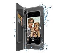 SBS Coque étanche pour Samsung, Oppo, Xiaomi et iPhone jusqu'à 6,8", étui à Livre Water résistant avec Porte-Cartes, Poche étanche pour comptants, Cordon de Cou Noir