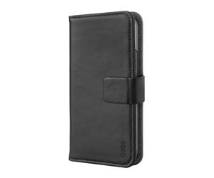 SBS Étui à Rabat en Cuir véritable pour iPhone 13, Fonction Support, Fermeture magnétique, Noir